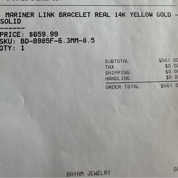 New 8.5 inch Mariner Link bracelet. 14k gold 6.3 mm in width. - Picture 4 of 7